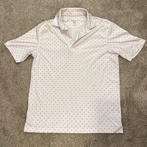 Men's White Micro-Pattern Polo Shirt